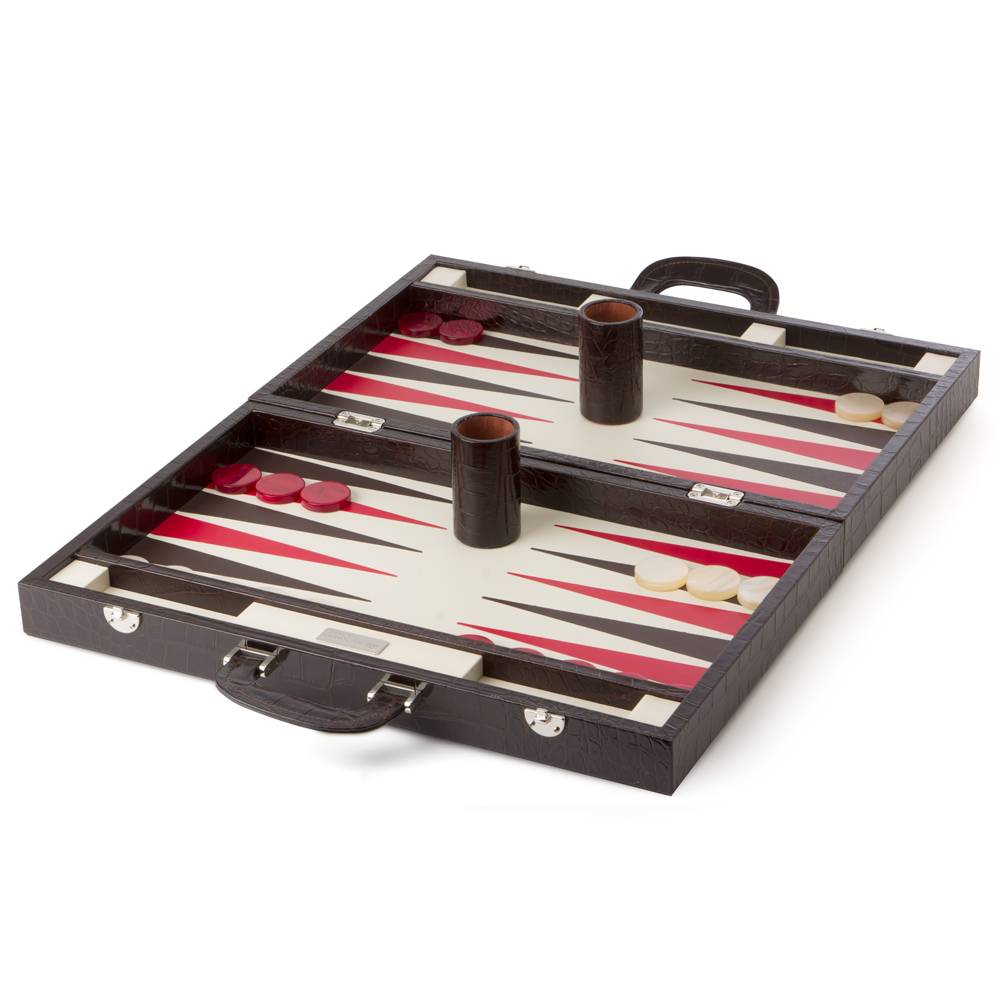 Renzo Romagnoli - Grande Crocodile Print Leather Backgammon Briefcase ...