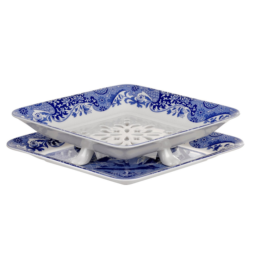 Spode 200th Anniversary Blue Italian Fruit Strainer Set Peter's of