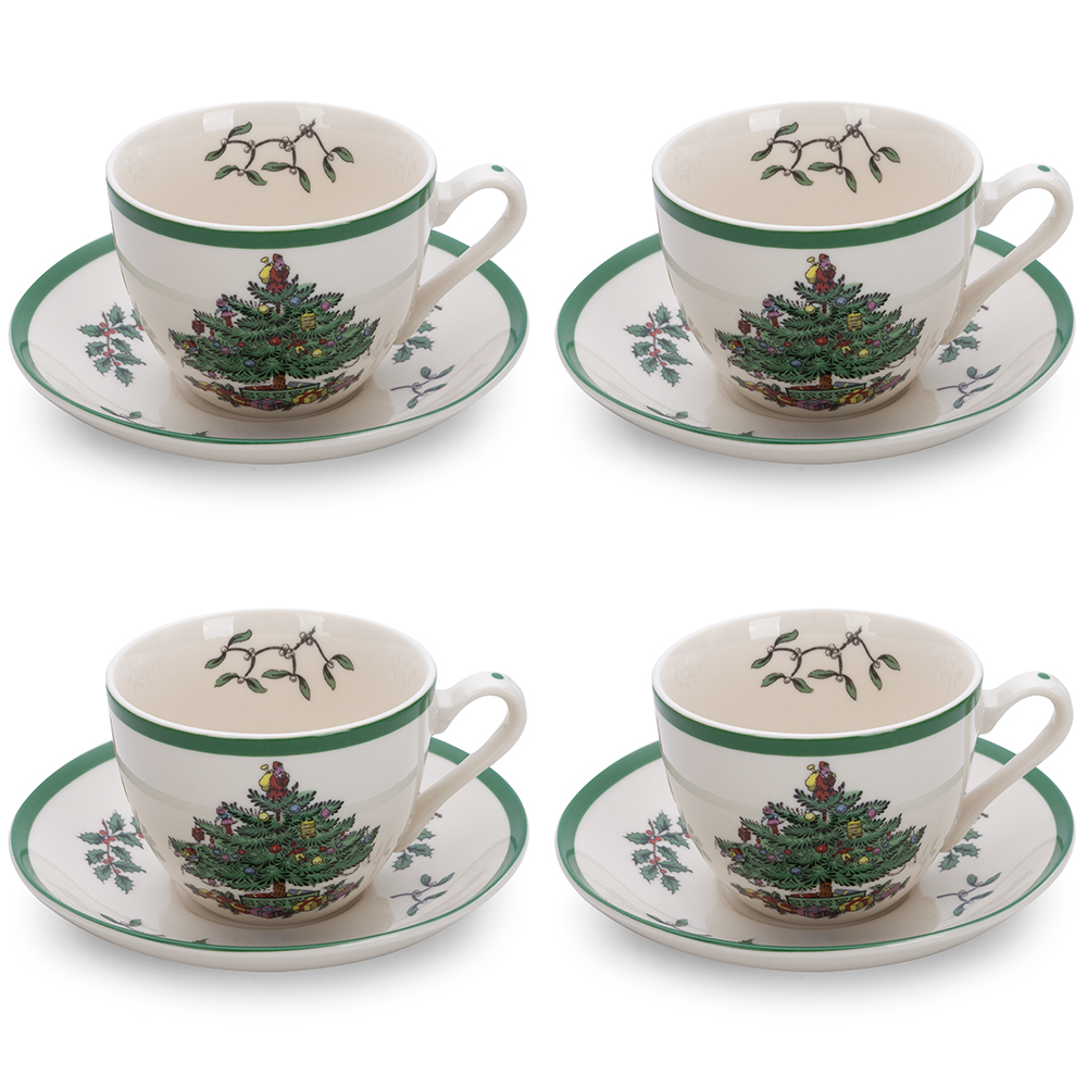 Spode Christmas Tea Cup Saucer Set 8Pce Peter's of Kensington