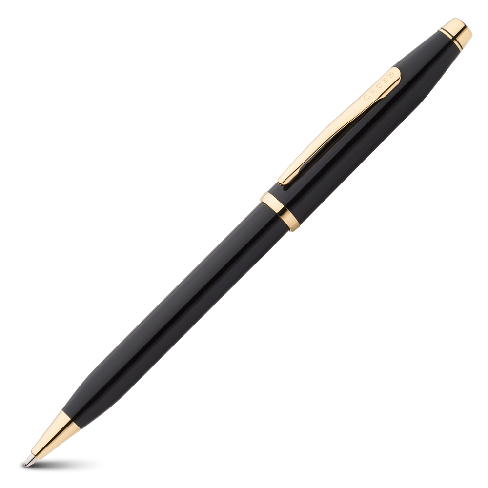 CROSS Century II Black Lacquer-23CT Gold - Ballpoint Pen Incl. Luxury Gift Box - Refillable Medium Ballpoint Pen