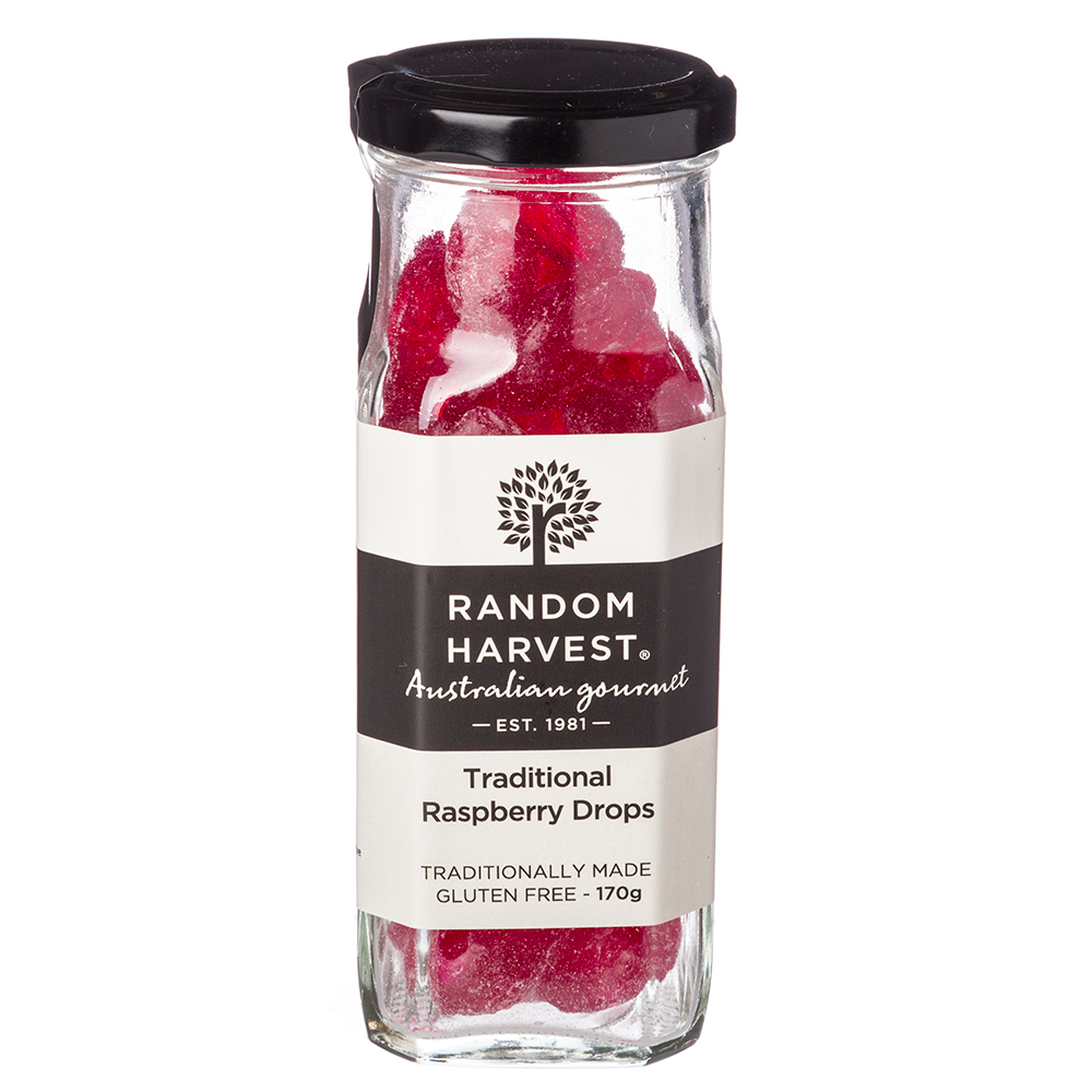 Fruity Raspberry Drops Random Harvest - Traditional Raspberry Drops 170g | Peter's of Kensington