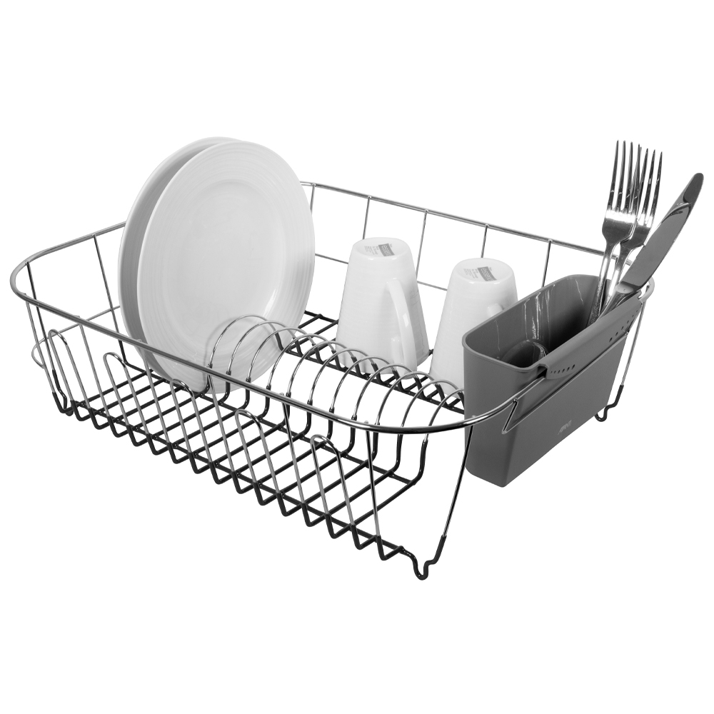 Front View Dish Rack Avanti - Slimline Dish Rack Silver Grey | Peter's of Kensington